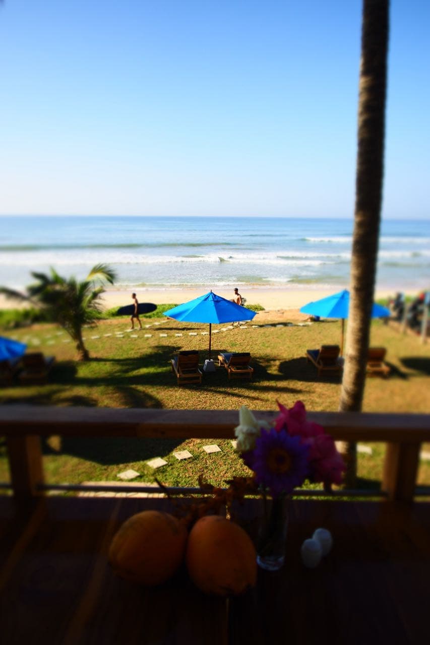 Daybeds set out on the sand